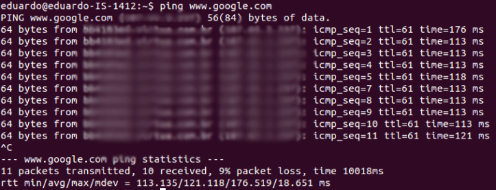 Comando ping com delay